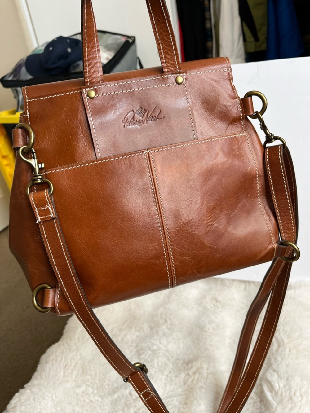 Patricia Nash Brown Leather Convertible Backpack - Picture 12 of 16